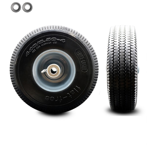 10" x 3" Flat Free Hand Truck Dolly Wheel Only with 4" Centered Hub&Ball Bearing